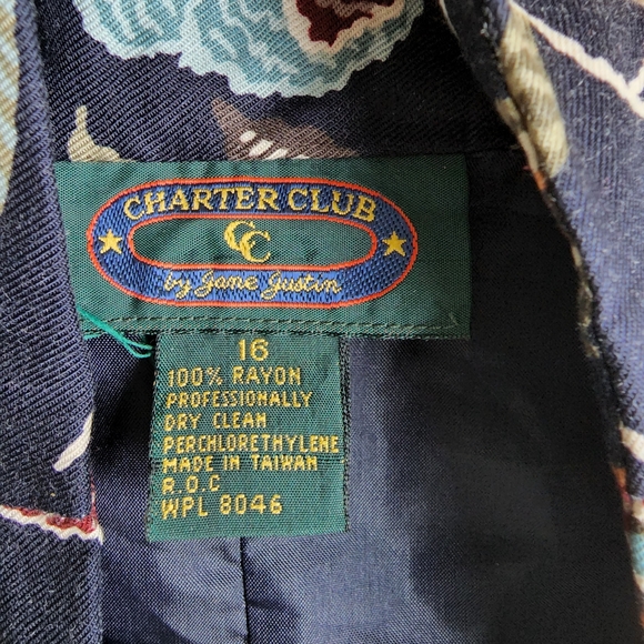 Charter Club deep blue flower print wrap skirt - Picture 4 of 5